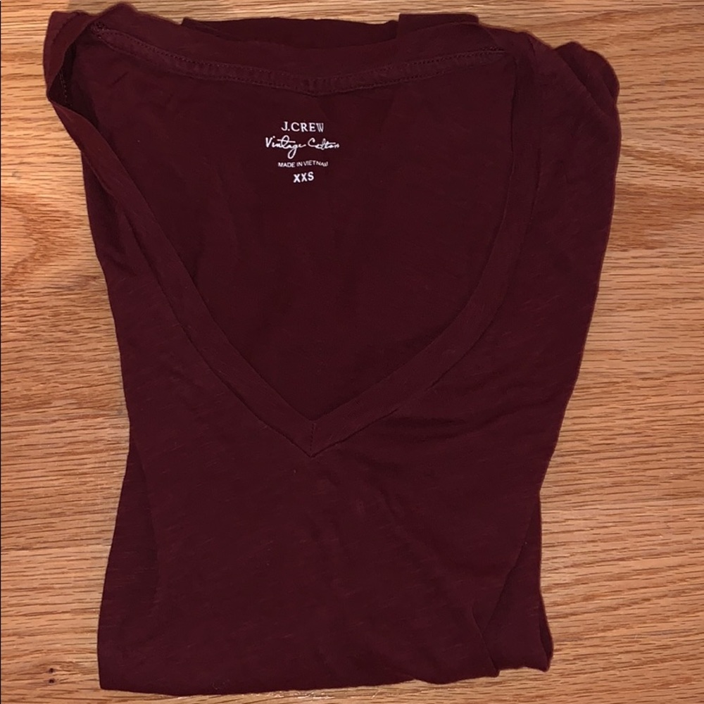 J Crew Maroon V-Neck Top